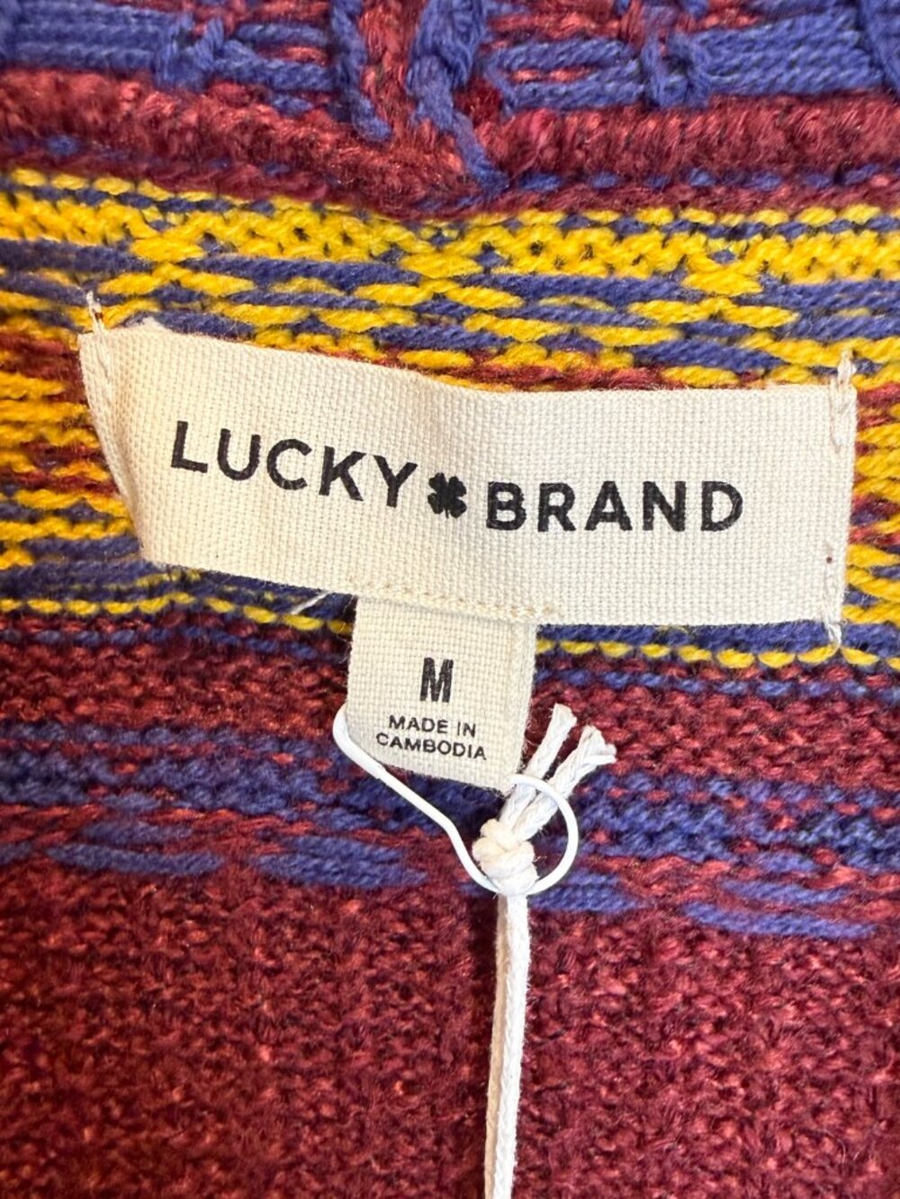 NWT Lucky Brand Southwestern Aztec Open Cardigan Sweater Women's M Boho Print - Picture 8 of 15